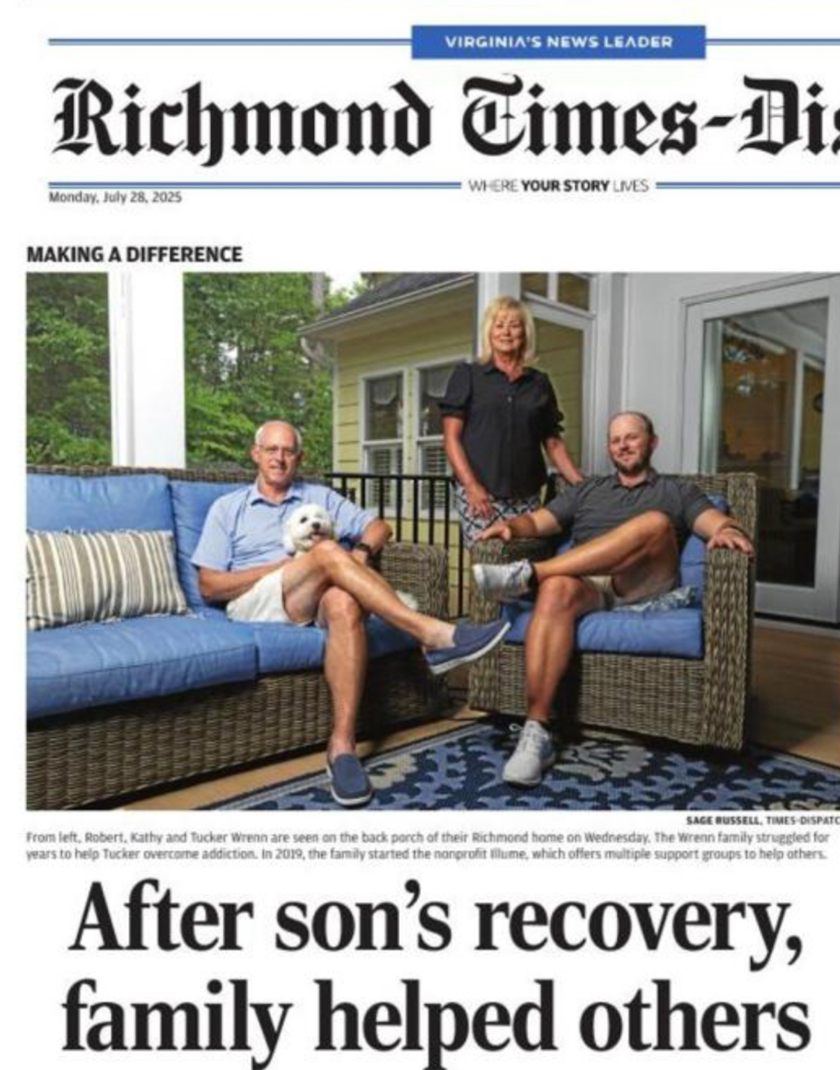 Richmond Times-Dispatch feature showing Tucker and family.